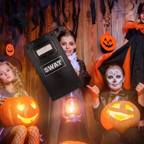 Vista 3 de KESYOO Police SWAT Shield - Juguetes de armas para juegos de rol, accesorios de cosplay para niños, regalo de Halloween, negro, mediano