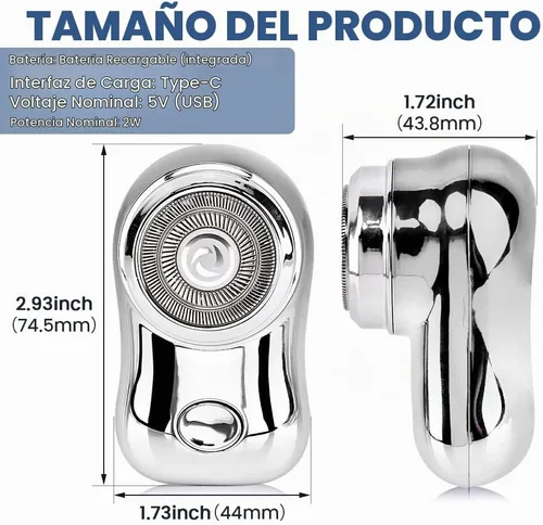 Vista 2 de Mini máquina de afeitar eléctrica portátil, maquinilla de afeitar Plateado
