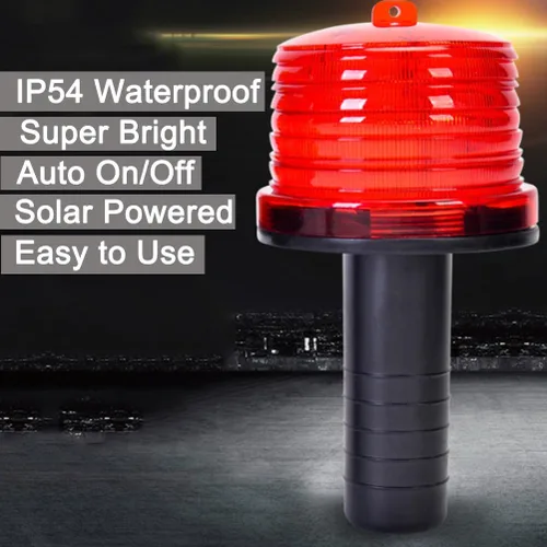 Vista 2 de Aolyty Luz solar de advertencia, lámpara LED de advertencia impermeable, luz de seguridad solar súper brillante con interruptor para construcción