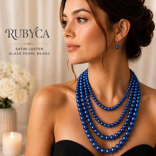 Vista 3 de RUBYCA 200 piezas de cuentas redondas de cristal checo satinado brillante pequeñas para hacer joyería 10mm Amatista Púrpura