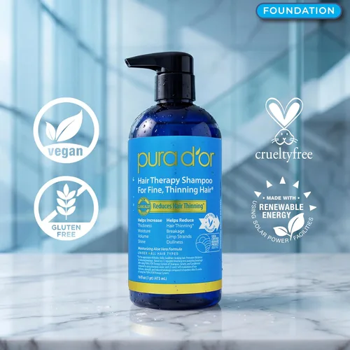 Vista 6 de PURA D'OR Juego de champú y acondicionador de biotina para terapia contra el adelgazamiento del cabello, resultados eficaces PROBADOS CLÍNICAMENTE