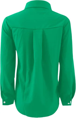 Vista 4 de UODSVP Camisa de manga larga con botones para mujer, blusa de manga larga con bolsillo con solapa