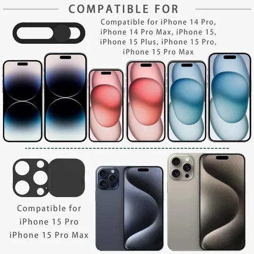 Vista 5 de Funda de privacidad compatible con 15 Pro/iPhone 15 Pro Max con cubierta de cámara frontal, protege la privacidad y la seguridad, pero no afecta