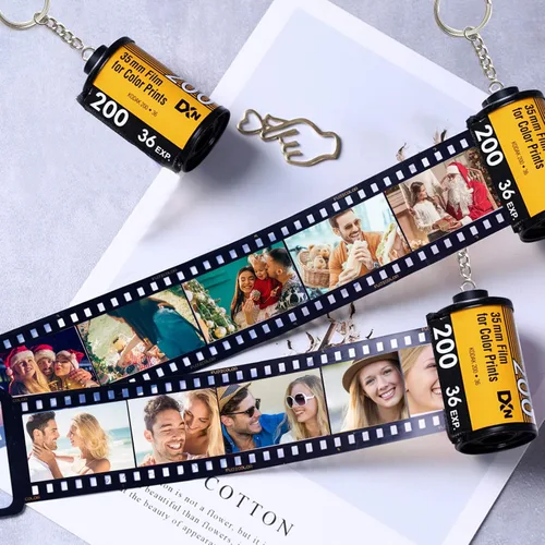Vista 6 de Llavero personalizado del rollo de la película de la cámara, llavero del rollo de la foto de la cámara con el álbum del carrete