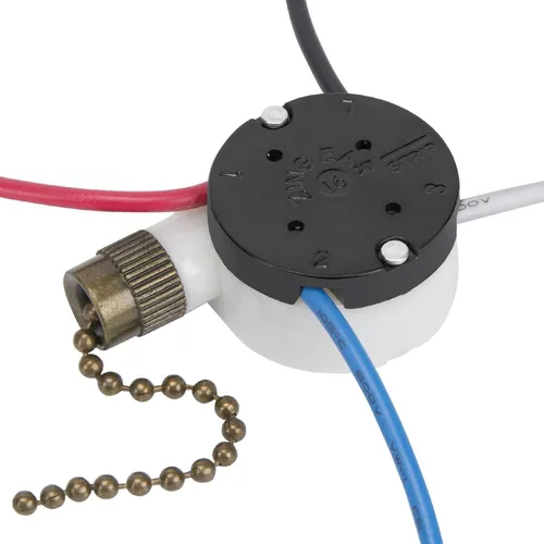 Vista 11 de Interruptor de ventilador de techo Zing Ear ZE-208s E89885 de 3 velocidades con 4 cables, interruptor de cadena de tracción, interruptor de luz