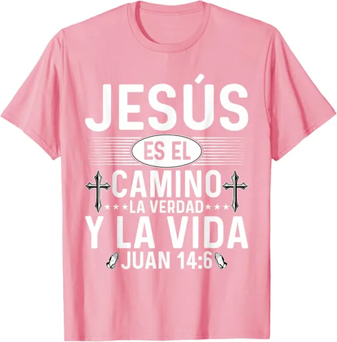 Vista 50 de Camisetas Cristianas en español Versículos Biblia Juan 14:6 Camiseta, Negro, S