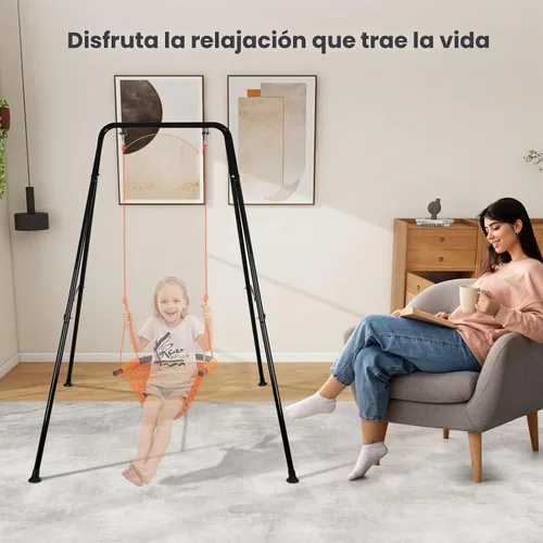 Vista 6 de Soporte de columpio para bebé, marco de columpio plegable para bebé, juego de columpio de metal resistente con marco en A para la mayoría
