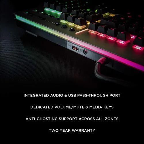 Vista 7 de Thermaltake Teclado para juegos de aluminio titanio RGB Nivel 20 Cherry MX Interruptores plateados, 16.8M Color RGB, 32 opciones de zona