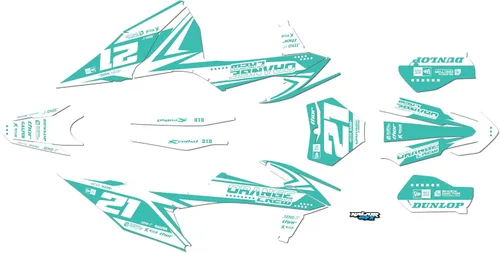 Vista 9 de Kit de gráficos para KTM Motocross de 2 tiempos 125 SX, 150 SX y 250 SX años 2019, 2020, 2021 y 2022 Orangecrew Series Cyan 16 Mil - Calcomanías
