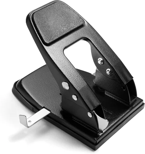 Vista 9 de Officemate Perforadora de 2 agujeros resistente, mango acolchado, negro, capacidad de 50 hojas (90082), número de modelo: OIC90082