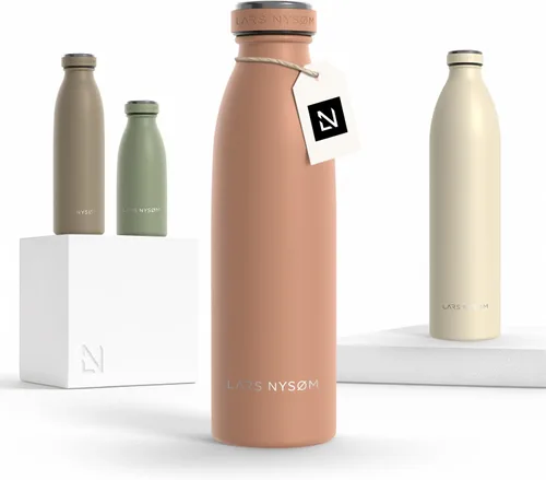 Vista 44 de LARS NYSØM Botella de agua aislada de acero inoxidable de 12 onzas, 17 onzas, 25 onzas, 34 onzas, 51 onzas, frasco térmico aislado para bebidas