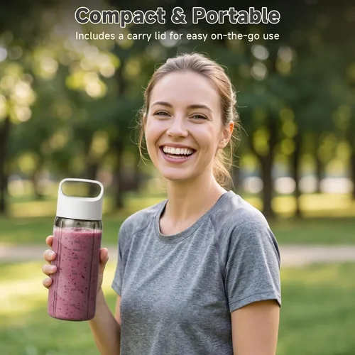Vista 6 de COKUNST Portable Blender, Smoothie Blender with LED Display, 17 oz, White