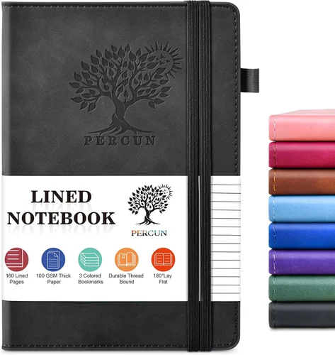 Vista 24 de PERCUN Diario en blanco para hombres y mujeres, 160 páginas en blanco para escribir, dibujar, cuaderno de bocetos, cuaderno de bocetos de cuero