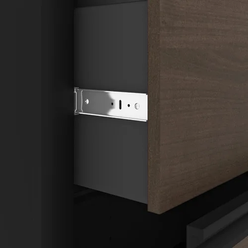 Vista 4 de Bestar Archivador lateral Connexion 31W con 2 cajones en Antigua y negro 2 drawers; adjustable leg levelers; ball-bearing drawer slides; Particle