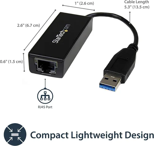 Vista 2 de StarTech adaptador de red de NIC con conexión Gigabit Ethernet y puerto USB, Negro