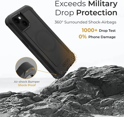 Vista 5 de MOTIVE Funda diseñada para iPhone 15 con clip para cinturón, funda magnética compatible con Magsafe, resistente y protección de grado militar