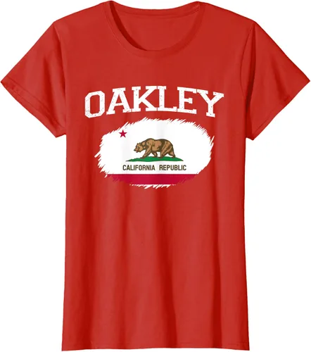 Vista 100 de OAKLEY CA CALIFORNIA Flag Vintage USA Sports Hombre Mujer Camiseta, Negro