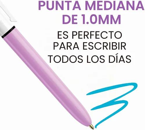 Vista 4 de BIC Bolígrafo retráctil de 4 colores de moda con punta media de 1.0 mm y tinta surtida, paquete de 2 unidades en multicolor