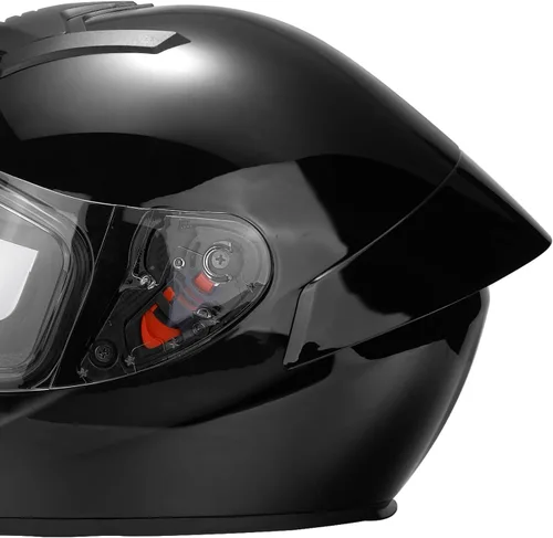Vista 6 de Casco de motocicleta de cara completa para adultos con aprobación DOT, Casco ligero y aerodinámico de bicicleta de calle negro brillante para Brillo