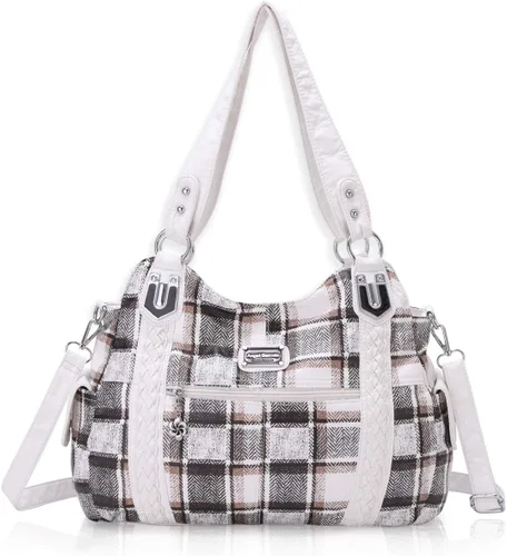 Vista 8 de Angel Barcelo - Bolsa de hombro amplia para mujer, diseño Hobo, cuero lavado