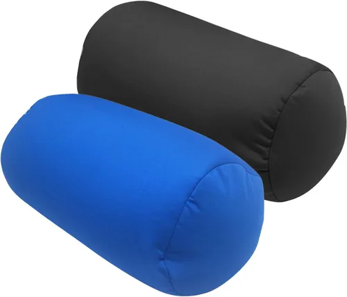 Vista 9 de 2 piezas de almohada enrollable para el cuello de microcuentas, almohadilla de soporte para el cuello o la espalda de tubo de frijoles blandos Negro
