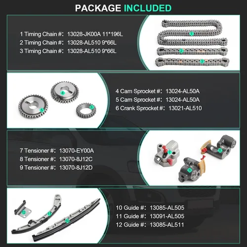 Vista 3 de Kit de cadena de distribución para 2003-2005 para Infiniti FX35, 2003-2005 para Infiniti G35, 2003-2006 para Nissan 350Z, 2002-2003 para Nissan