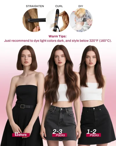 Vista 5 de Moresoo Extensiones de cabello humano con clip, balayage, color marrón oscuro a marrón dorado con clip, extensiones de cabello humano con clip, 5