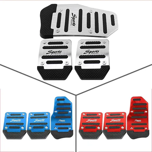 Vista 6 de Pack-3 Fundas Antideslizantes de Aleación de Aluminio para Pedales de Coche, Cobertura Anti-fricción para Pedal de Acelerador y Freno, Compatible