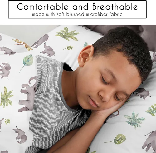 Vista 4 de Sweet Jojo Designs Juego de edredón individual de 2 piezas (elefantes grises) para niños/niñas, niños, ropa de cama para niños, cama en una bolsa