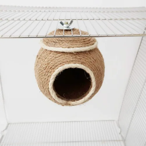Vista 3 de POPETPOP Cama para dormir loro cuerda natural tejido nido loro hamaca cálida cuerda cama de pájaro