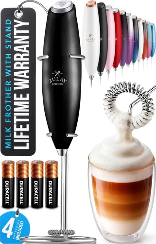 Vista 38 de Zulay Kitchen Potente varita espumadora de leche con 2 baterías Duracell – Mezclador de bebidas portátil ultrarrápido – Máquina de espuma eléctrica