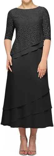 Vista 2 de SERYO Mother of The Bride Dresses Lace Mother of Groom Dresses Chiffon Wedding Guest Dresses for Women Tea Length