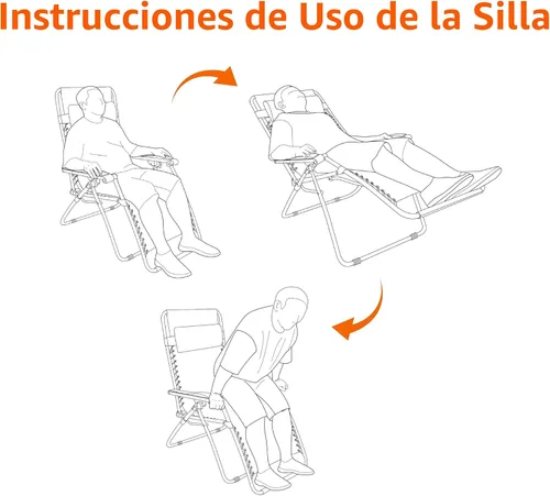 Vista 5 de Amazon Basics Juego de sillas reclinables plegables de Textilene para exteriores con soporte para tazas, mesa auxiliar, reposacabezas, resistente a