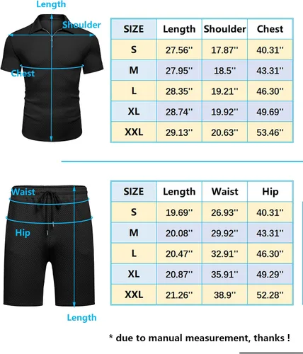 Vista 6 de URRU Conjunto de camisa polo y pantalones cortos para hombre trajes de verano a la moda casual manga corta traje polo para hombre 2 piezas