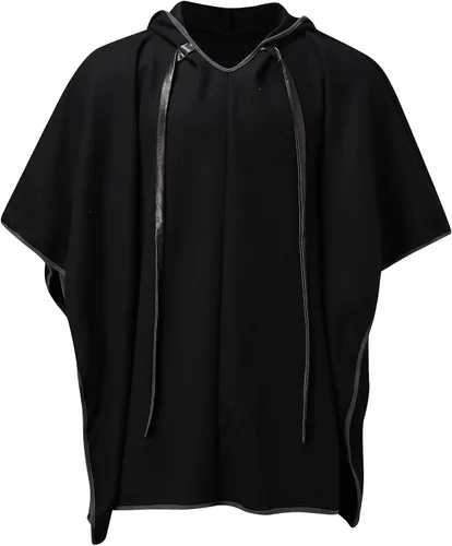 Vista 3 de Kingspinner Steampunk - Poncho gótico con capucha para hombre, ropa cómoda para el hogar, abrigo de casa para hombre, poncho de lana de alpaca