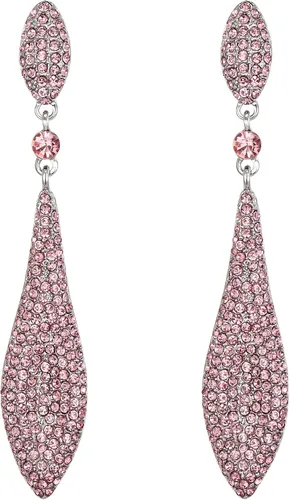 Vista 10 de EVER FAITH Pendientes colgantes de cristal austriaco para boda y baile de graduación, joyería con doble gota de agua para fiestas nupciales con 1