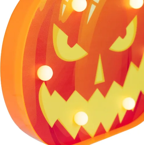 Vista 8 de Farol de Halloween con iluminación LED, decoración estilo marquesina - 7.5 pulgadas