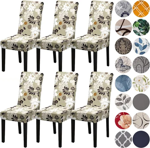 Vista 33 de HZDHCLH Juego de 4 fundas para sillas de comedor color burdeos, fundas elásticas de elastano para sillas Parsons, paquete de 4, fundas de asiento