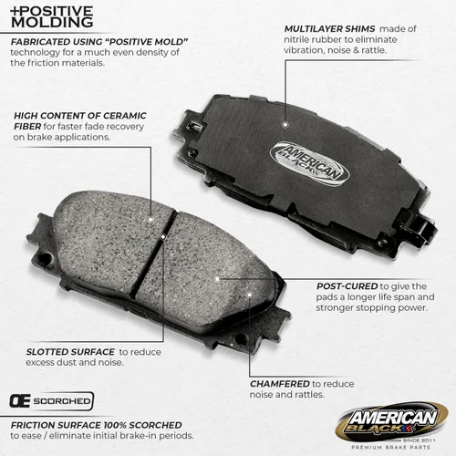 Vista 3 de American Black Pastillas de freno traseras de cerámica D-1030 PREMIUM compatibles con Suzuki Verona 2004-2006 / Chevrolet Epica 2004-2005 / Epica