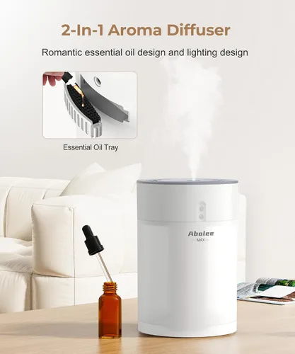Vista 6 de Abolee Humidificadores para recámara 4.5L de niebla fría con difusor de aceite esencial, humidificador para habitación grande, aire silencioso