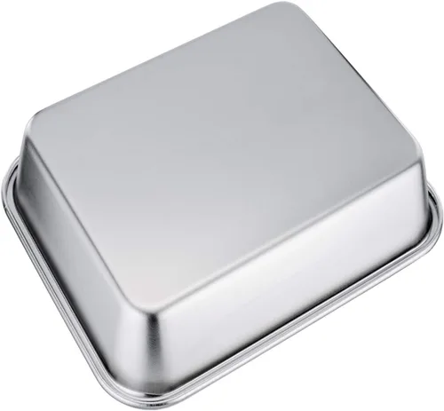 Vista 4 de TeamFar Sartén rectangular para tartas y brownies, de acero inoxidable, para lasaña, 8 x 10 x 3 pulgadas, libre de óxido y no tóxico, fácil