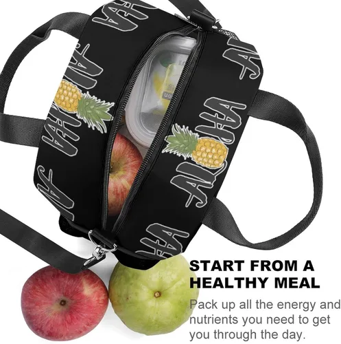 Vista 3 de Bolsa de almuerzo hawaiana única, reutilizable, aislada, bolsa de lonchera, contenedor para mujeres y hombres