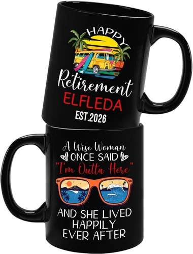Vista 20 de Taza de café negra de jubilación personalizada, Jubilado está bajo nueva gestión, mira a la esposa para más detalles, taza de té de 11 15 onzas