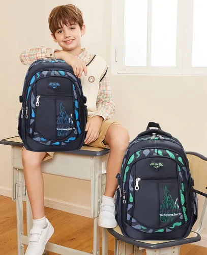 Vista 2 de Bansusu Mochila escolar para niños, de camuflaje, mochila escolar para niños, Estilo B - Azul, Mochilas Daypack