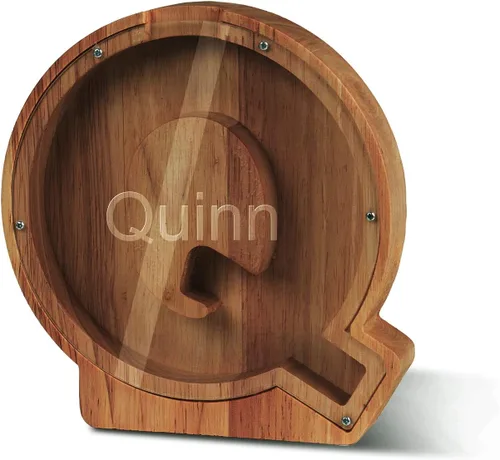 Vista 48 de Alcancía con nombre personalizado, 26 letras láser con texto personalizado, banco de monedas de madera, significado educativo, alcancía con nombre