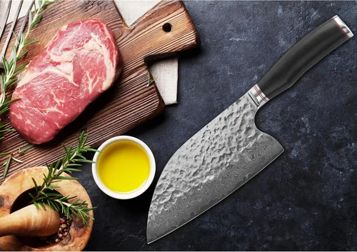 Vista 5 de YOUSUNLONG Cuchilla híbrida de 8" - Cuchillo de chef para exteriores de Ebany