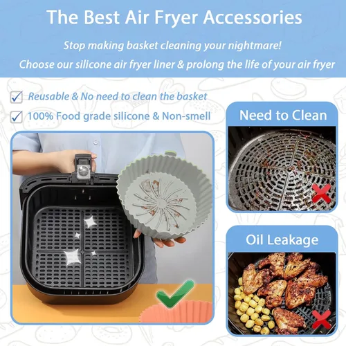Vista 2 de Revestimientos de silicona – Forro antiadherente reutilizable compatible con accesorios COSORI para cestas de freidora de aire