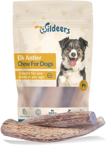 Vista 12 de Wildeers Cuernos de alce para perros pequeños, paquete de 3, ricos en minerales, masticables de hueso de cuernos de perro, fabricados en Estados