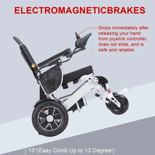 Vista 4 de Silla de ruedas eléctrica plegable ligera, portátil, sillas de ruedas para adultos, silla de ruedas motorizada todo terreno para personas mayores