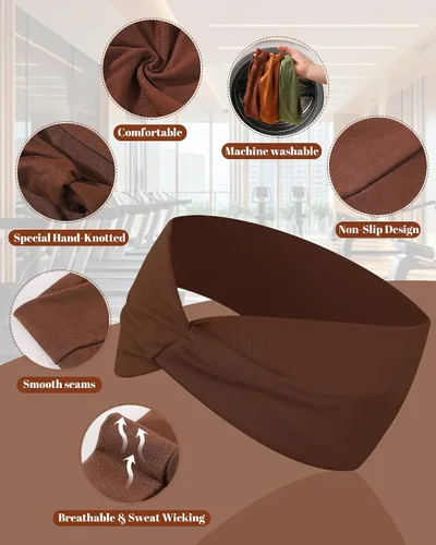 Vista 3 de jollybows 8 diademas elásticas para mujer, bandas elásticas para el cabello Color oscuro